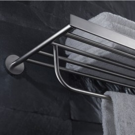 Полочка для ванной Kraus Imperium с держателем для полотенец латунь хром KEA-12242CH