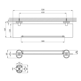 Полочка для ванной Kroner KRM Elbe-ACG2907 52 см стекло CV022864