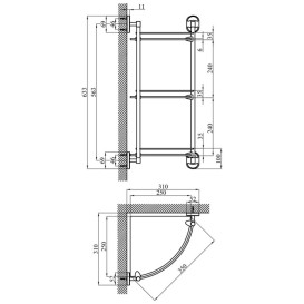 Полочка для ванной Kroner KRM Elbe-ACG2907-3 угловая стекло CV022867