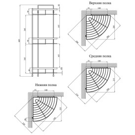 Полиця для ванної кімнати Kroner KRM Rizze-ACC329-3 кутова метал хром CV022914