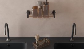 Полочка для ванной Sonia Luce акриловое стекло черный/коричневый 182633