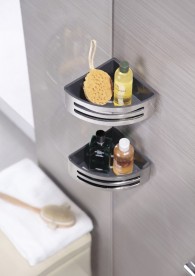 Полочка для ванной Volle Teo угловая навесная нержавеющая сталь с пластиковой вставкой Graffit 15-88-756