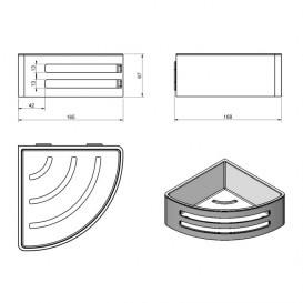 Полочка для ванной Volle Teo угловая навесная нержавеющая сталь с пластиковой вставкой Graffit 15-88-756
