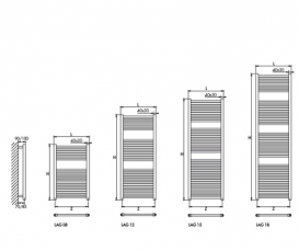 Полотенцесушитель электрический с тэном скрытого подключения на кнопке,цвет черный матовый SCIROCCO LAGUNA RAL9005+KTE