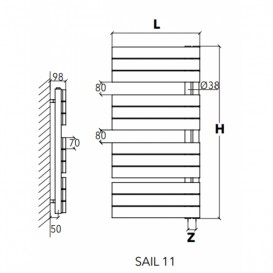 Полотенцесушитель электрический  550х1080 мм, grigio pietra+тен KQEPSOPGP