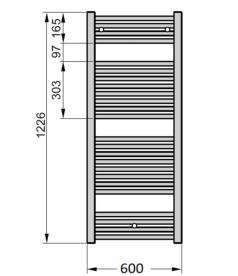 Полотенцесушитель электрический Zehnder Virando с тэном NEX скрытого монтажа черный матовый AB-120-060-9017-NEX-HID