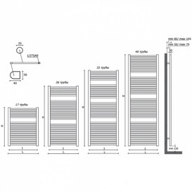Полотенцесушитель водяной Caleido Ulisse для закрытых систем отопления 450x766 нержавеющая сталь белый 450725 RAL9010