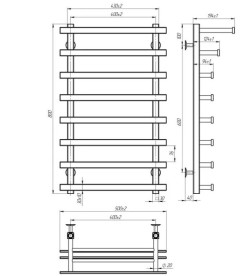 Сушка для рушників водяна Deffi Agata П8 400x800 нижнє підключення хром A.AG.80.40.8.C.A