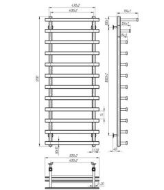 Полотенцесушитель водяной Deffi Agata П12 400x1200 нижнее подключение черный A.AG.120.40.12.B.A