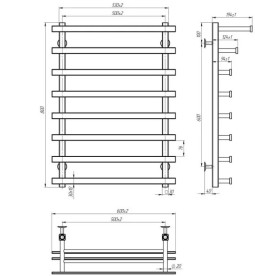 Полотенцесушитель водяной Deffi Agata П8 500x800 нижнее подключение хром A.AG.80.50.8.C.A