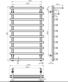 Полотенцесушитель водяной Deffi Agata П10 500x1000 боковое левое подключение белый A.AG.100.50.10.W.B