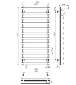 Полотенцесушитель водяной Deffi Agata П12 500x1200 боковое правое подключение хром A.AG.120.50.12.C.C