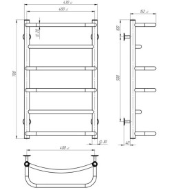 Полотенцесушитель водяной Deffi Аквамикс П6 400х700 боковое правое подключение белый C.AM.70.40.6.W.C