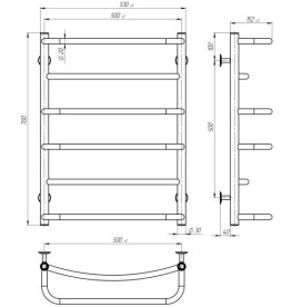 Сушка для рушників водяна Deffi Аквамікс П6 500х700 нижнє підключення чорний C.AM.70.50.6.B.A