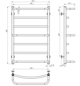 Сушка для рушників водяна Deffi Аквамікс П7 500х800 бічне праве підключення білий C.AM.80.50.7.W.C