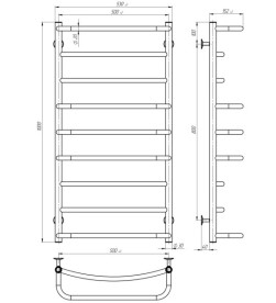 Сушка для рушників водяна Deffi Аквамікс П9 500х1000 нижнє підключення білий C.AM.100.50.9.W.A