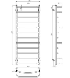 Сушка для рушників водяна Deffi Аквамікс П12 500х1300 бічне праве підключення чорний C.AM.130.50.12.B.C