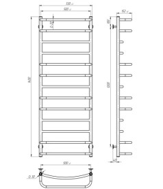 Сушка для рушників водяна Deffi Аквамікс П13 500х1400 бічне ліве підключення чорний C.AM.140.50.13.B.B