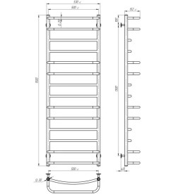 Сушка для рушників водяна Deffi Аквамікс П14 500х1500 нижнє підключення білий C.AM.150.50.14.W.A
