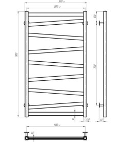 Сушка для рушників водяна Deffi Alpha П9 500х900 бічне ліве підключення хром A.AL.90.50.9.C.B