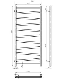 Полотенцесушитель водяной Deffi Alpha П11 500х1200 боковое правое подключение черный A.AL.120.50.11.B.C