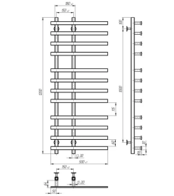 Сушка для рушників водяна Deffi Atena П12 150х1200 нижнє підключення хром A.AT.120.15.12.C.A