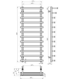 Полотенцесушитель водяной Deffi Breeze П12 400x1200 боковое левое подключение хром A.BZ.120.40.12.C.B