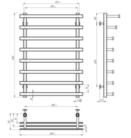 Полотенцесушитель водяной Deffi Breeze П8 500x800 нижнее подключение белый A.BZ.80.50.8.W.A
