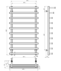Полотенцесушитель водяной Deffi Breeze П10 500x1000 боковое левое подключение хром A.BZ.100.50.10.C.B