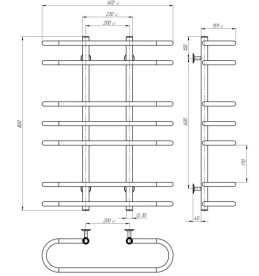 Полотенцесушитель водяной Deffi Британика П7 600х800 нижнее подключение хром C.BR.80.60.7.C.A
