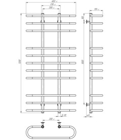 Полотенцесушитель водяной Deffi Британика П11 600х1200 нижнее подключение черный C.BR.120.60.11.B.A