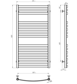 Полотенцесушитель водяной Deffi Dexter П15 500х1000 нижнее подключение хром A.DR.100.50.15.C.A
