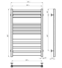 Полотенцесушитель водяной Deffi Diamant П11 500х800 боковое левое подключение черный A.DT.80.50.11.B.B