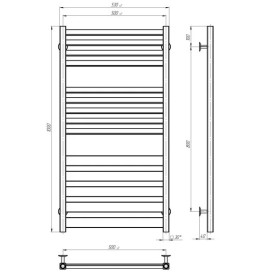 Сушка для рушників водяна Deffi Diamant П14 500х1000 бічне праве підключення хром A.DT.100.50.14.C.C