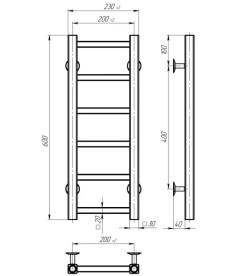 Полотенцесушитель водяной Deffi Forest П6 200х600 нижнее подключение белый A.FR.60.20.6.W.A