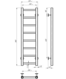 Полотенцесушитель водяной Deffi Forest П8 200х800 боковое левое подключение черный A.FR.80.20.8.B.B