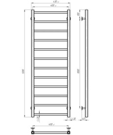 Полотенцесушитель водяной Deffi Forest П12 400х1200 нижнее подключение хром A.FR.120.40.12.C.A