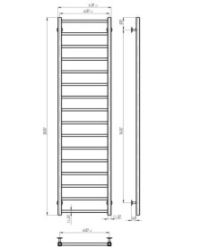 Сушка для рушників водяна Deffi Forest П16 400х1600 бічне ліве підключення чорний A.FR.160.40.16.B.B