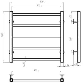 Полотенцесушитель водяной Deffi Forest П5 500х500 нижнее подключение хром A.FR.50.50.5.C.A