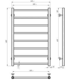 Сушка для рушників водяна Deffi Forest П8 500х800 нижнє підключення чорний A.FR.80.50.8.B.A