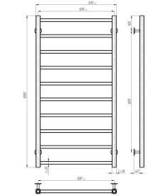 Сушка для рушників водяна Deffi Forest П10 500х1000 бічне праве підключення білий A.FR.100.50.10.W.C