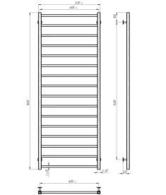 Сушка для рушників водяна Deffi Forest П16 600х1600 нижнє підключення білий A.FR.160.60.16.W.A