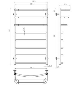 Полотенцесушитель водяной Deffi Каскад Дуга П8 500х900 нижнее подключение белый C.KD.90.50.8.W.A