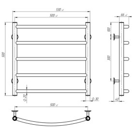 Полотенцесушитель водяной Deffi Классик П5 500х500 боковое правое подключение хром C.DK.50.50.5.C.C
