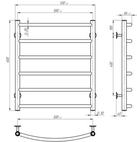 Полотенцесушитель водяной Deffi Классик П6 500х600 боковое левое подключение белый C.DK.60.50.6.W.B