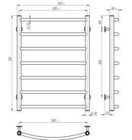 Полотенцесушитель водяной Deffi Классик П7 500х700 боковое левое подключение хром C.DK.70.50.7.C.B