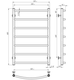 Сушка для рушників водяна Deffi Класик П7 500х800 бічне ліве підключення хром C.DK.80.50.7.C.B