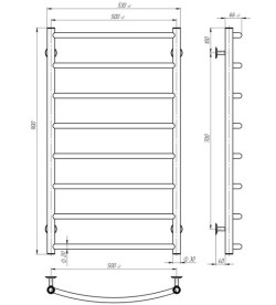 Полотенцесушитель водяной Deffi Классик П8 500х900 нижнее подключение хром C.DK.90.50.8.C.A
