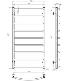 Полотенцесушитель водяной Deffi Классик П9 500х1000 боковое левое подключение хром C.DK.100.50.9.C.B