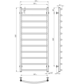 Полотенцесушитель водяной Deffi Классик П11 500х1200 боковое левое подключение белый C.DK.120.50.11.W.B
